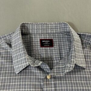 UNTUCKit Shirt Mens Large Slim Fit Wrinkle Free Long Sleeve Blue Grey Dress